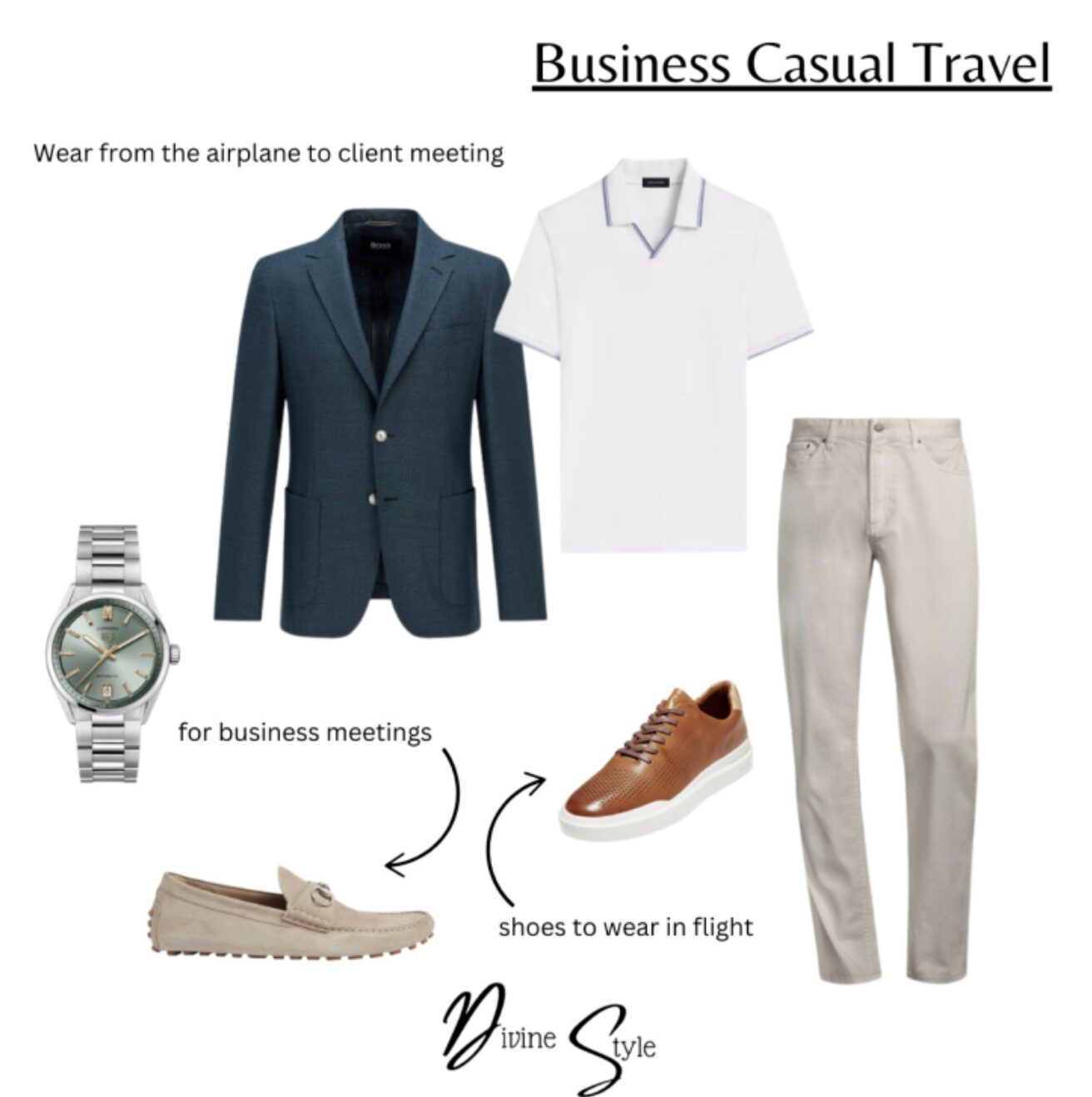 Divine Style men's digital lookbook, men's business travel outfits digital lookbook