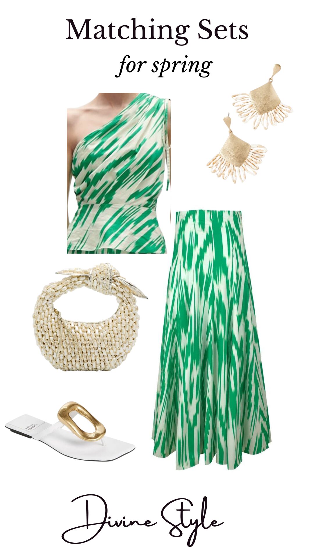 How to Elevate Your Spring Casual Outfits, Matching Sets for women, green and white print skirt and top