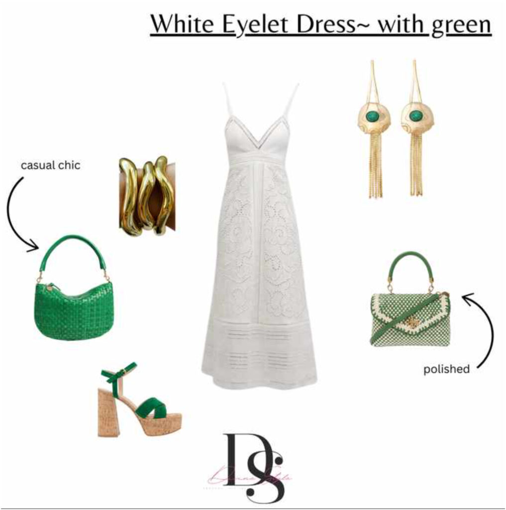 6 Ways to Wear White This Summer, white sundress with green