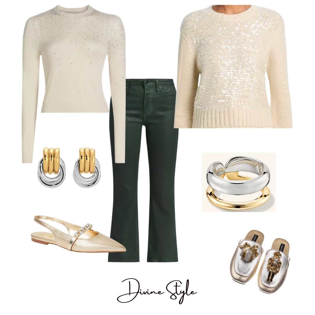 Effortless Casual Holiday Outfits for women, embellished top and jeans outfit, Divine Style