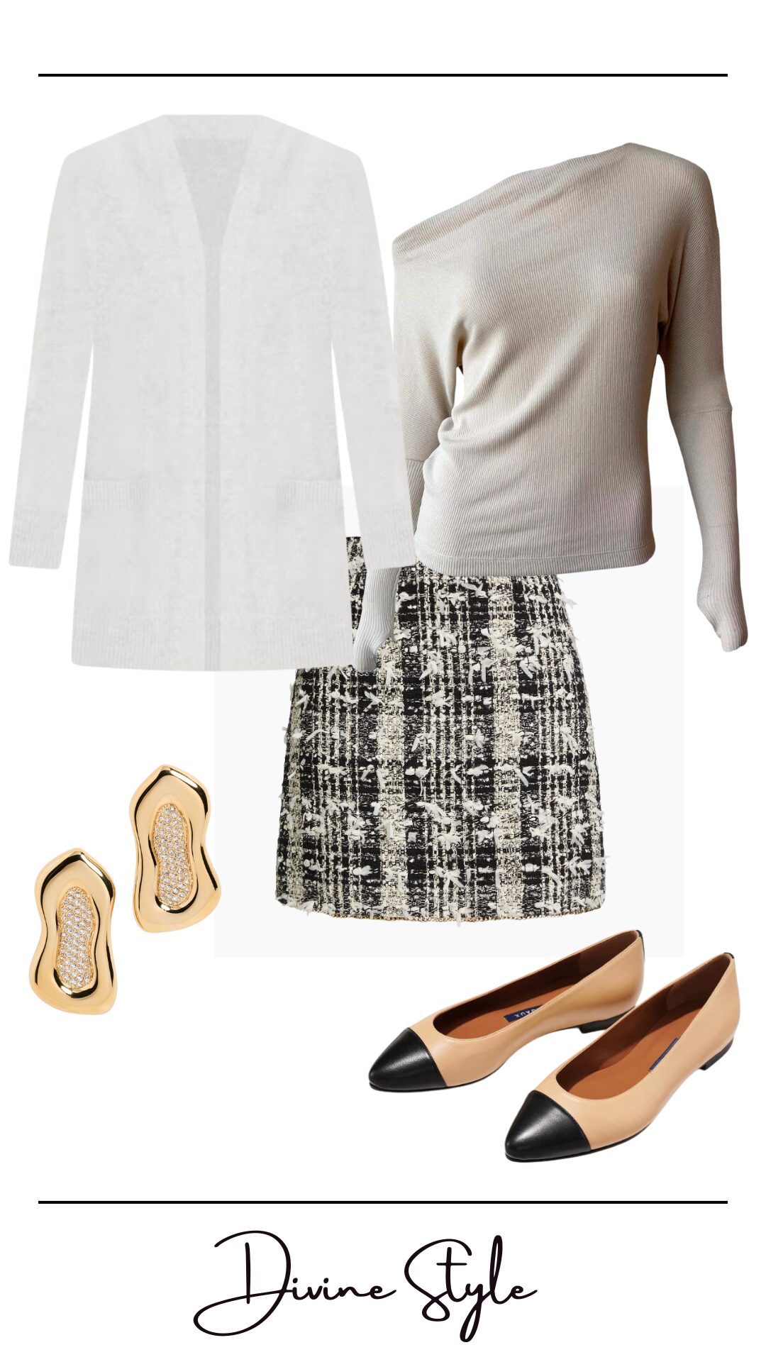 Winter Layering...In Stylish New Ways, women's winter outfit polished meets casual, tweed skirt outfit, Divine Style